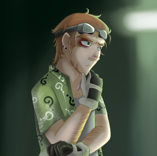 Arkham Knight screencap redraw of Riddler